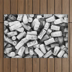 Something Nostalgic II Twist-off Wine Corks in Black And White #decor #society6 #buyart Outdoor Rug Gallery Image 1
