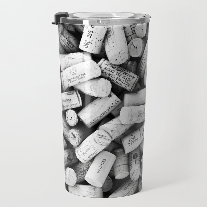 Something Nostalgic II Twist-off Wine Corks in Black And White #decor #society6 #buyart Travel Mug Gallery Image 3
