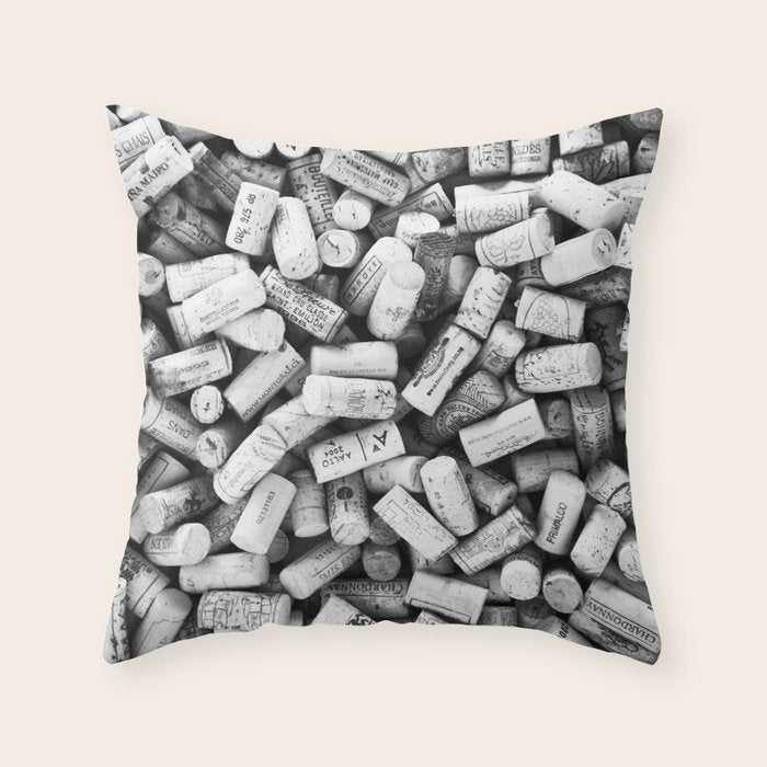 Something Nostalgic II Twist-off Wine Corks in Black And White #decor #society6 #buyart Throw Pillow Gallery Image 1