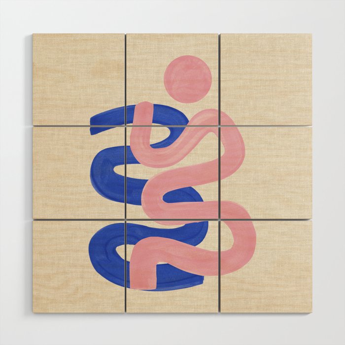 Pink Wiggle Embrace Wood Wall Art Gallery Image 1