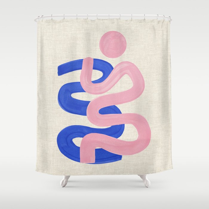 Pink Wiggle Embrace Shower Curtain Gallery Image 1