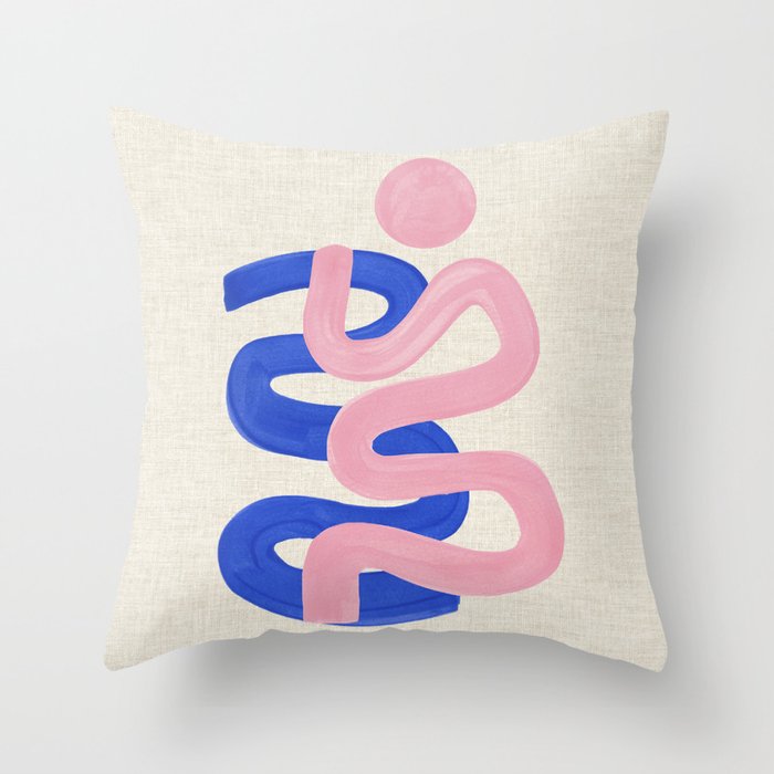 Pink Wiggle Embrace Throw Pillow Gallery Image 6