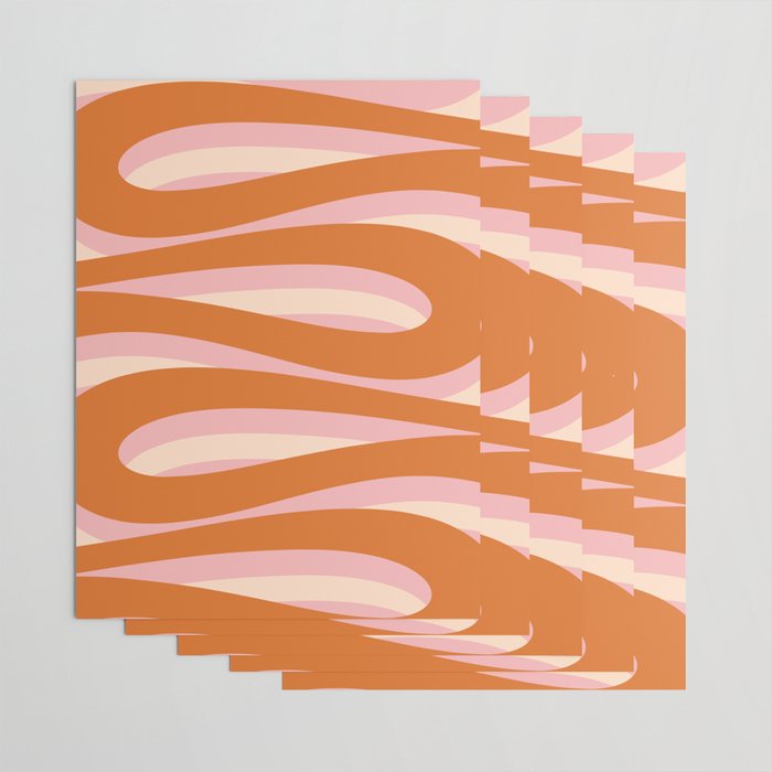 Pop Swirl Wavy Abstract Line Pattern Pink Orange Cream Wrapping Paper Gallery Image 3