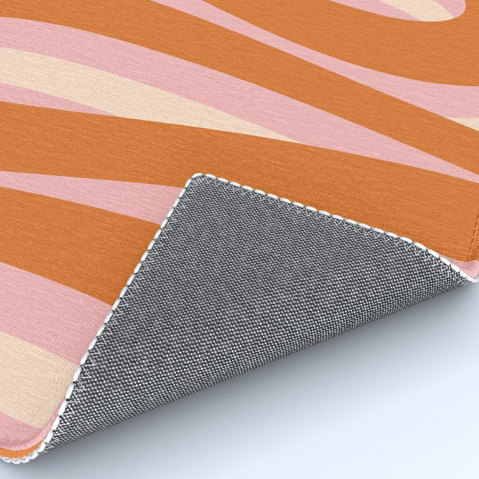 Pop Swirl Wavy Abstract Line Pattern Pink Orange Cream Rug Gallery Image 4
