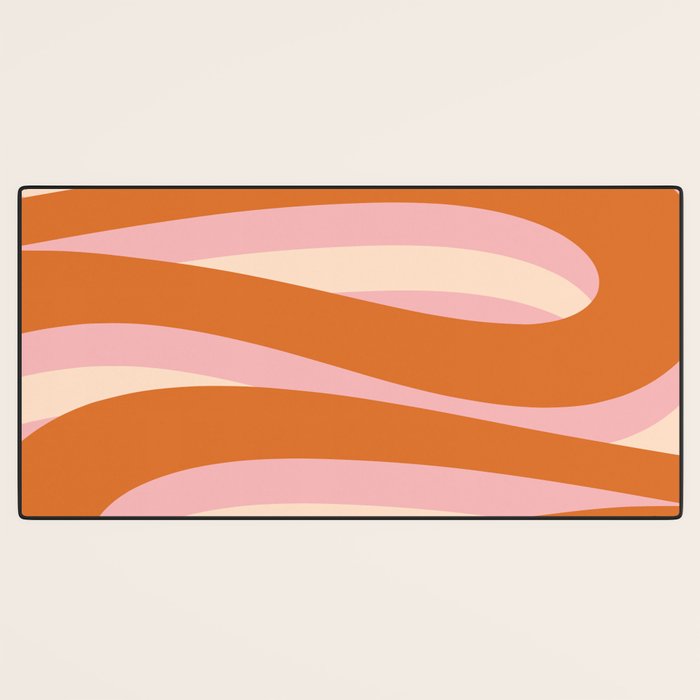 Pop Swirl Wavy Abstract Line Pattern Pink Orange Cream Desk Mat Gallery Image 3