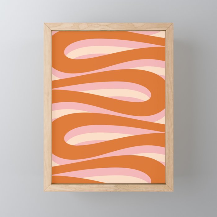 Pop Swirl Wavy Abstract Line Pattern Pink Orange Cream Mini Art Print Gallery Image 1