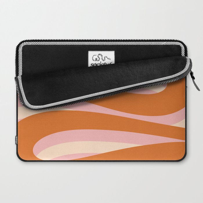 Pop Swirl Wavy Abstract Line Pattern Pink Orange Cream Laptop Sleeve Gallery Image 2