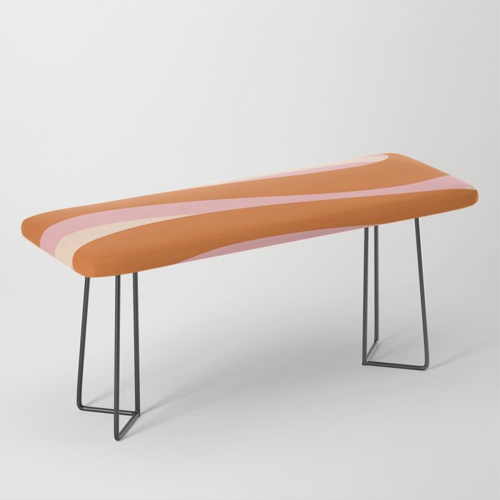 Pop Swirl Wavy Abstract Line Pattern Pink Orange Cream Bench Gallery Image 1