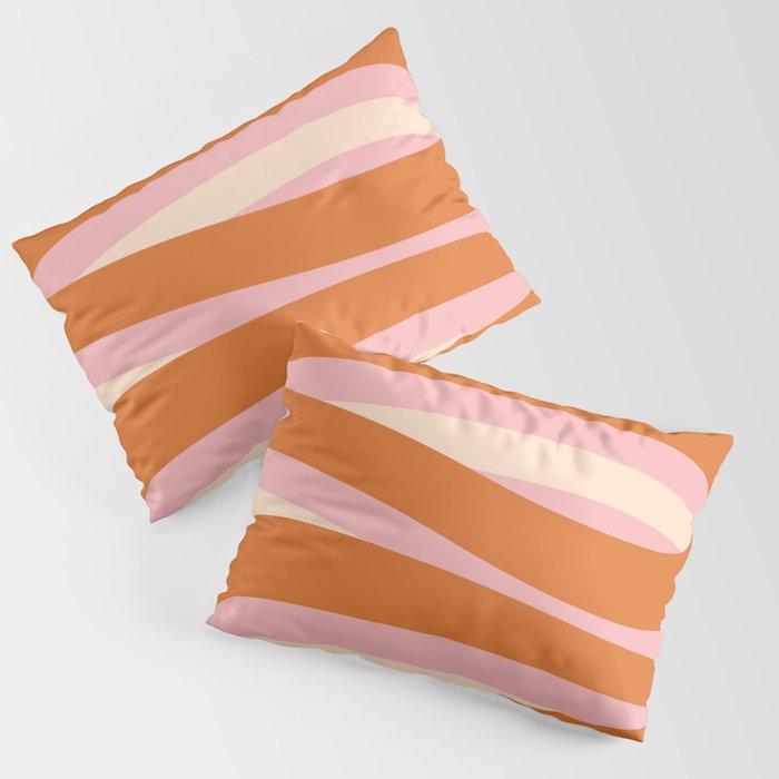 Pop Swirl Wavy Abstract Line Pattern Pink Orange Cream Pillow Sham Gallery Image 3