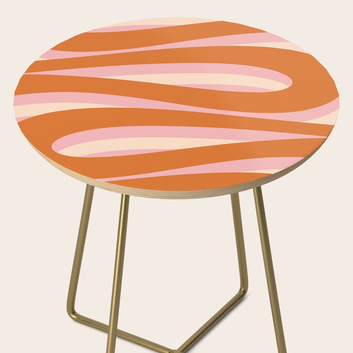 Pop Swirl Wavy Abstract Line Pattern Pink Orange Cream Side Table Gallery Image 2