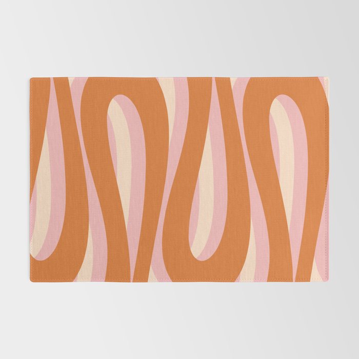 Pop Swirl Wavy Abstract Line Pattern Pink Orange Cream Rug Gallery Image 2