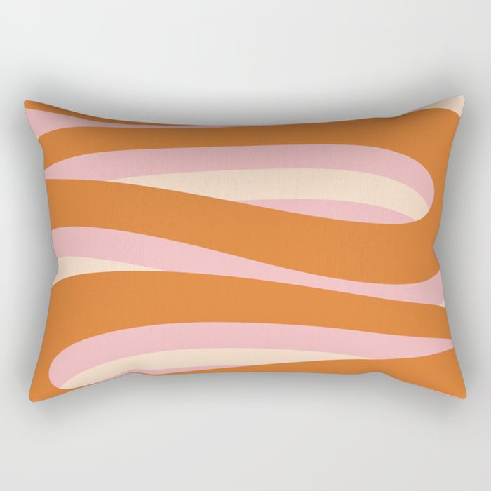 Pop Swirl Wavy Abstract Line Pattern Pink Orange Cream Rectangular Pillow Gallery Image 2