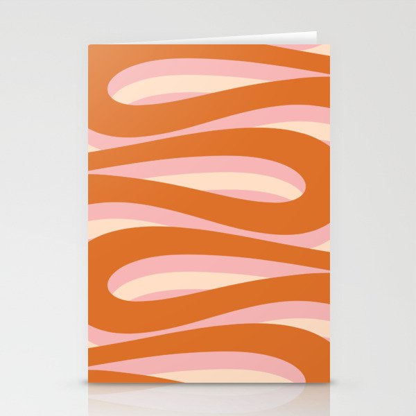 Pop Swirl Wavy Abstract Line Pattern Pink Orange Cream Stationery Card Gallery Image 2