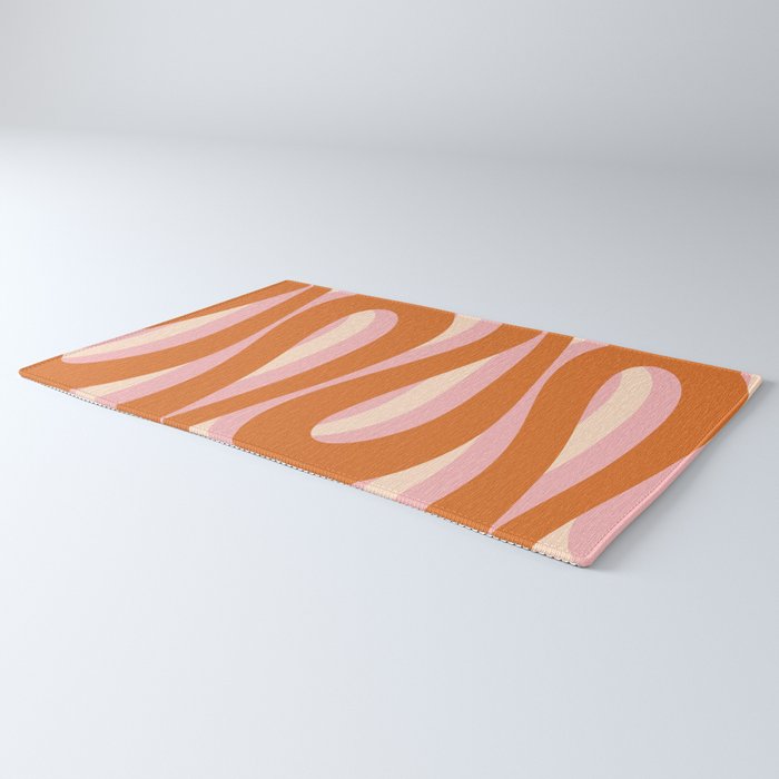 Pop Swirl Wavy Abstract Line Pattern Pink Orange Cream Rug Gallery Image 3