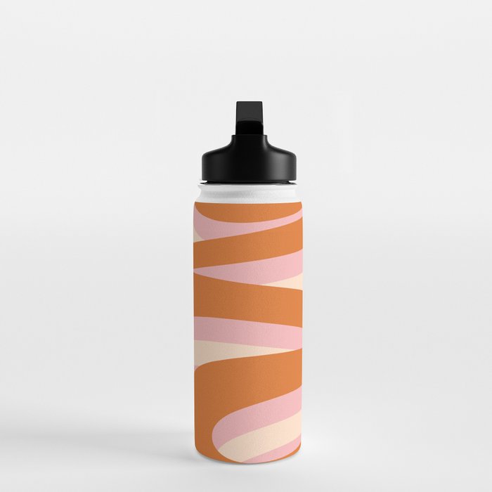 Pop Swirl Wavy Abstract Line Pattern Pink Orange Cream Water Bottle Gallery Image 3
