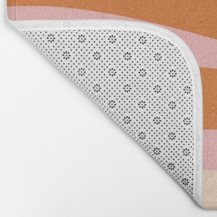 Pop Swirl Wavy Abstract Line Pattern Pink Orange Cream Bath Mat Gallery Image 2