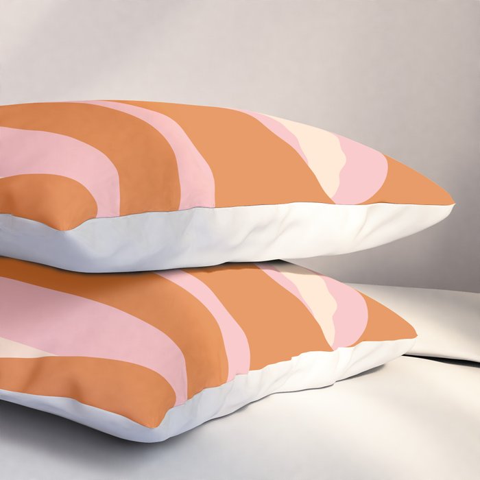 Pop Swirl Wavy Abstract Line Pattern Pink Orange Cream Pillow Sham Gallery Image 3