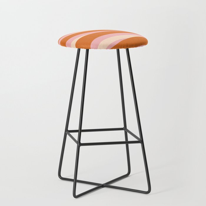 Pop Swirl Wavy Abstract Line Pattern Pink Orange Cream Stool Gallery Image 1