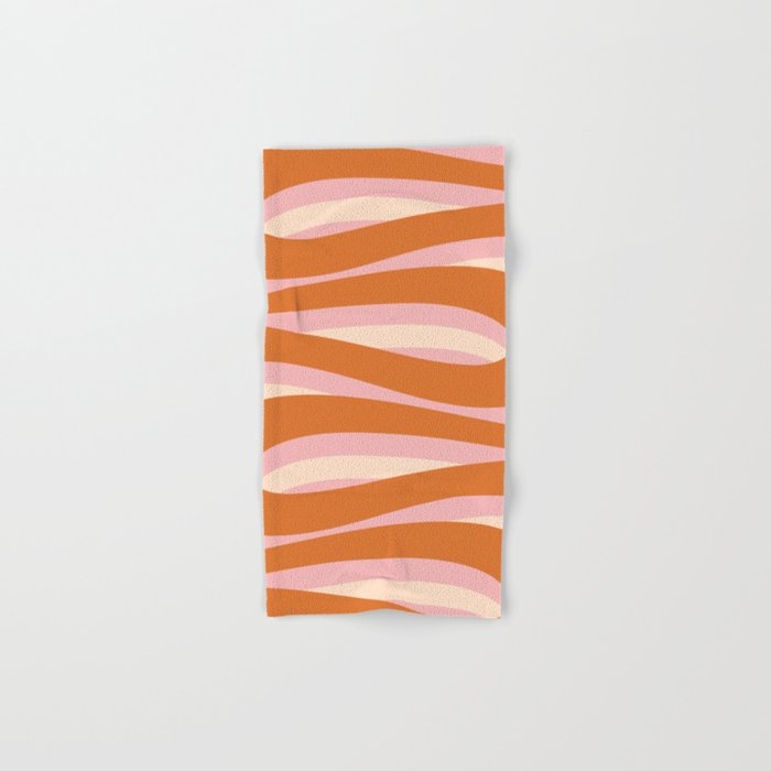 Pop Swirl Wavy Abstract Line Pattern Pink Orange Cream Bath Towel Gallery Image 1