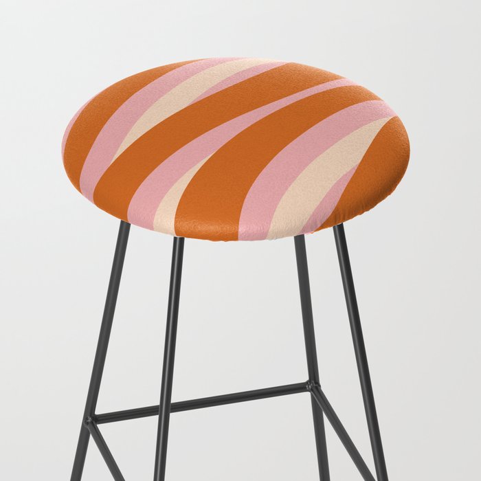 Pop Swirl Wavy Abstract Line Pattern Pink Orange Cream Stool Gallery Image 2