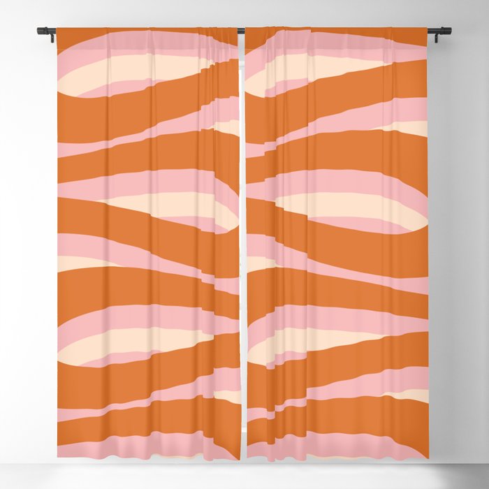 Pop Swirl Wavy Abstract Line Pattern Pink Orange Cream Window Curtain Gallery Image 5