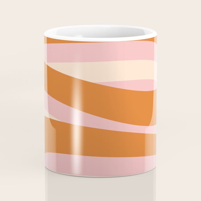 Pop Swirl Wavy Abstract Line Pattern Pink Orange Cream Coffee Mug Gallery Image 4