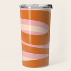 Pop Swirl Wavy Abstract Line Pattern Pink Orange Cream Travel Mug Gallery Image 2
