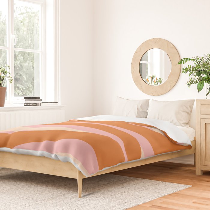Pop Swirl Wavy Abstract Line Pattern Pink Orange Cream Duvet Cover Gallery Image 2