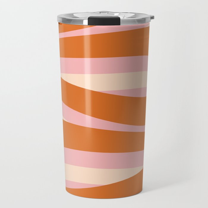 Pop Swirl Wavy Abstract Line Pattern Pink Orange Cream Travel Mug Gallery Image 1