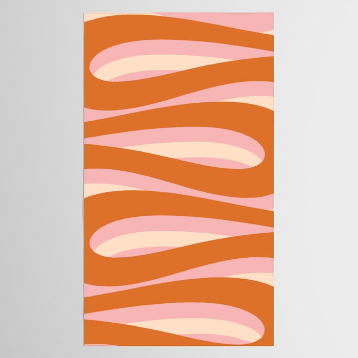 Pop Swirl Wavy Abstract Line Pattern Pink Orange Cream Tablecloth Gallery Image 2