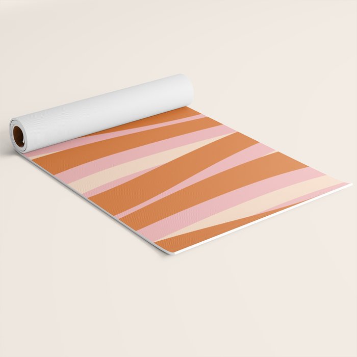 Pop Swirl Wavy Abstract Line Pattern Pink Orange Cream Yoga Mat Gallery Image 2
