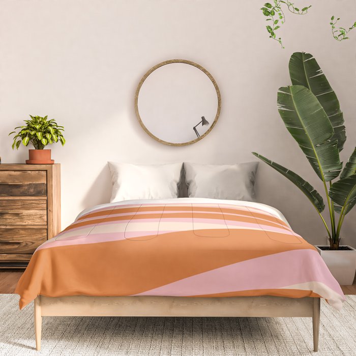 Pop Swirl Wavy Abstract Line Pattern Pink Orange Cream Comforter Gallery Image 3