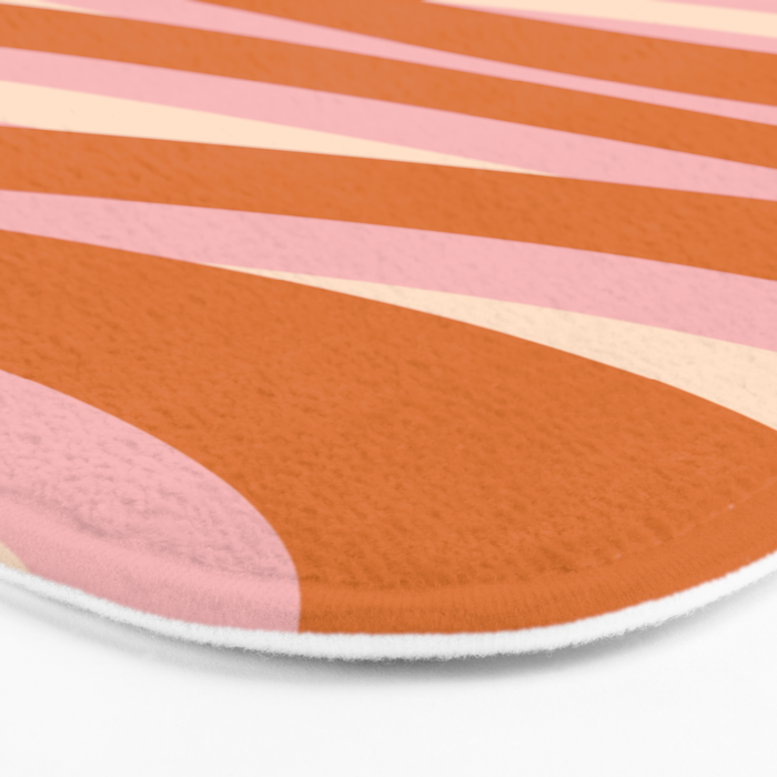 Pop Swirl Wavy Abstract Line Pattern Pink Orange Cream Bath Mat Gallery Image 3