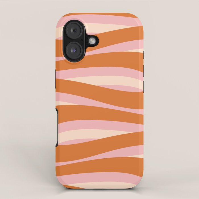 Pop Swirl Wavy Abstract Line Pattern Pink Orange Cream iPhone Case Gallery Image 1
