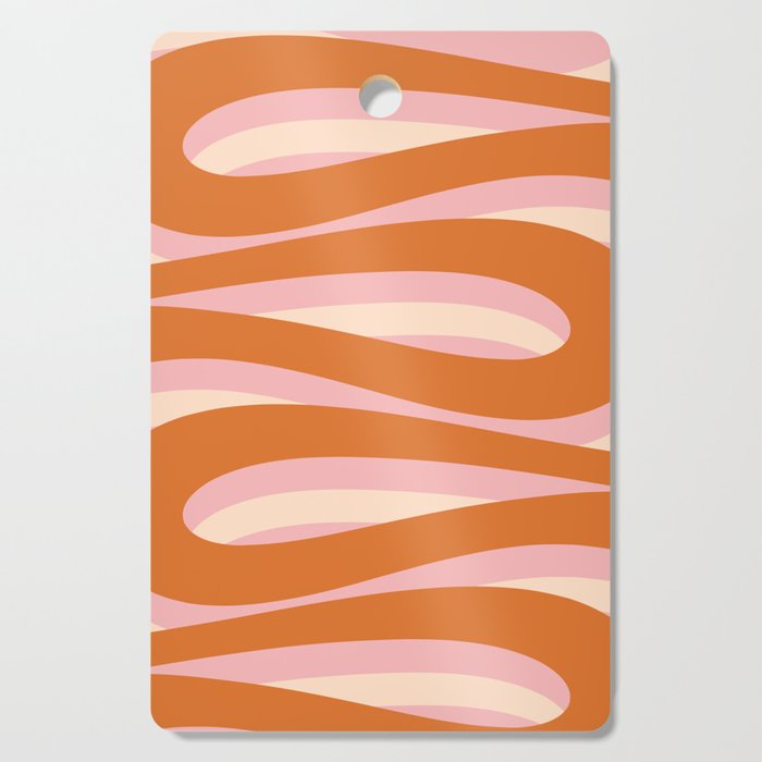 Pop Swirl Wavy Abstract Line Pattern Pink Orange Cream Cutting Board Gallery Image 1