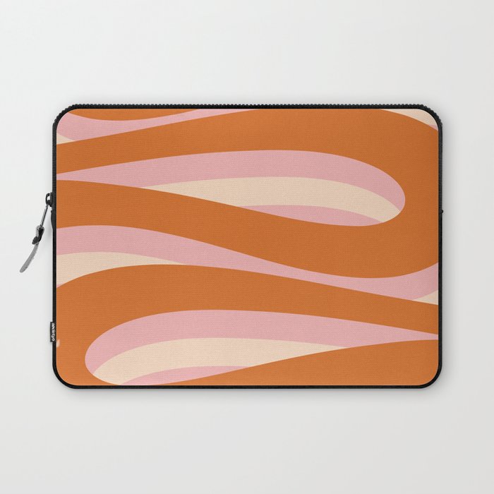 Pop Swirl Wavy Abstract Line Pattern Pink Orange Cream Laptop Sleeve Gallery Image 1