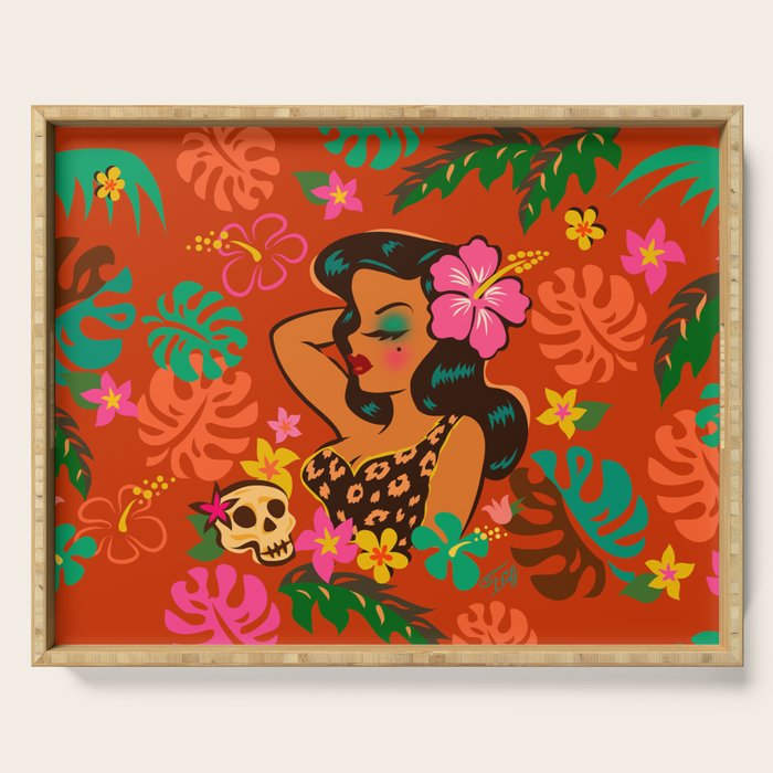 Tropical Tiki Girl Serving Tray Gallery Image 1