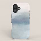 Atlantic Ocean Sunrise I - Blush Pink Mint Sky Baby Blue Abstract Sky Wall Art Water Clouds Painting iPhone Case Gallery Image 1