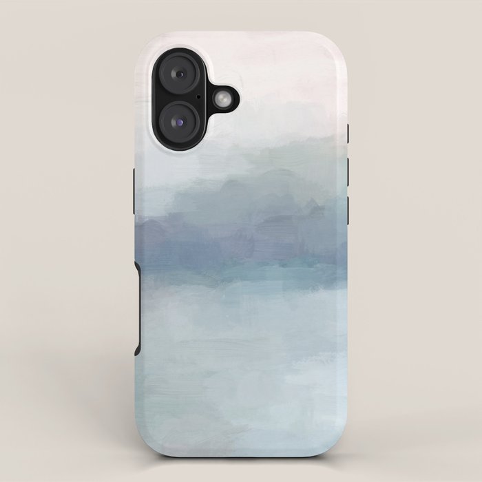 Atlantic Ocean Sunrise I - Blush Pink Mint Sky Baby Blue Abstract Sky Wall Art Water Clouds Painting iPhone Case Gallery Image 1