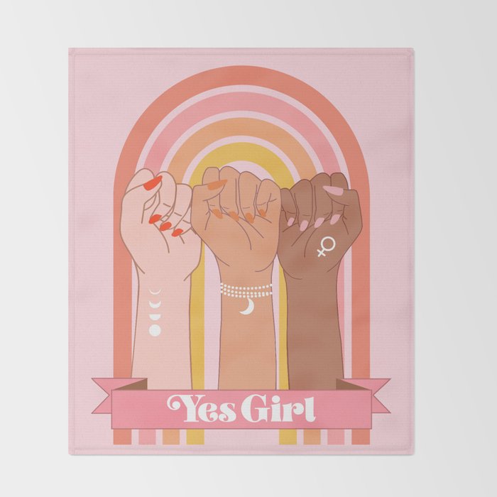 Yes Girl Throw Blanket Gallery Image 2