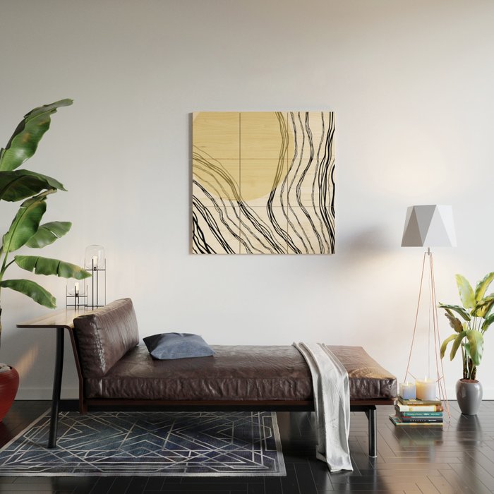 Organic Sunrise Minimal Abstract Wood Wall Art Gallery Image 2