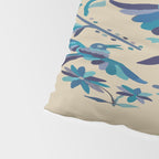 Blue otomi tenango mexican fabric birds and flower embroidery interior design Pillow Sham Gallery Image 4