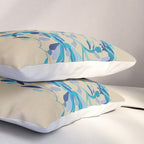 Blue otomi tenango mexican fabric birds and flower embroidery interior design Pillow Sham Gallery Image 3