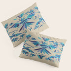 Blue otomi tenango mexican fabric birds and flower embroidery interior design Pillow Sham Gallery Image 3