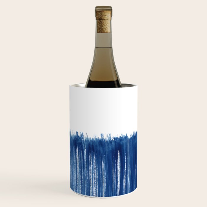Indigo Abstract Brush Strokes | No. 5 Wine Chiller Gallery Image 1