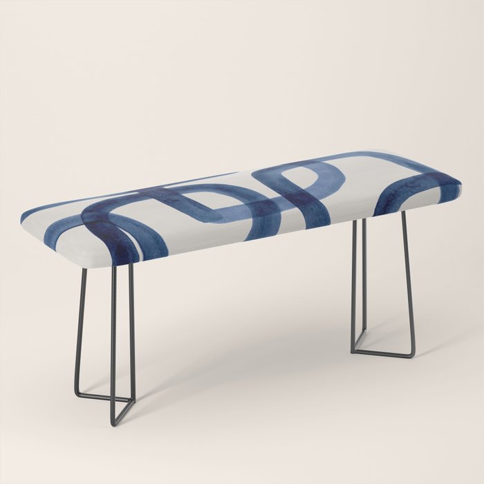 EnShape by Ejaaz Haniff 'Navy Nesting Ovals' Mid Century Modern Minimal Minimalist Watercolor Abstract Funky Fun Style Bench Gallery Image 1