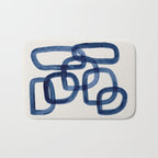 EnShape by Ejaaz Haniff 'Navy Nesting Ovals' Mid Century Modern Minimal Minimalist Watercolor Abstract Funky Fun Style Bath Mat Gallery Image 1
