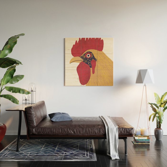 Colorful Hen Wood Wall Art Gallery Image 2