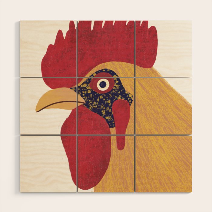 Colorful Hen Wood Wall Art Gallery Image 1