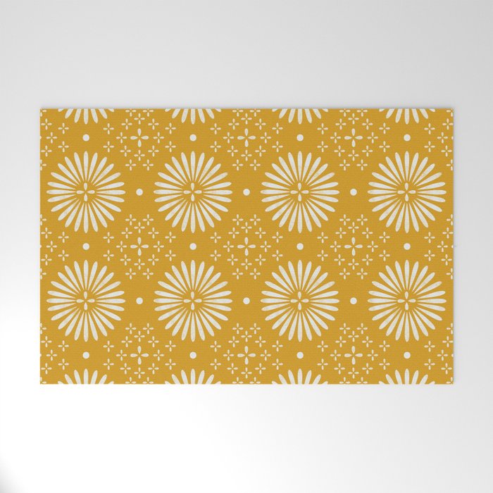 Happy Sunshine - yellow art, sunshine, boho art, bohemian, tile, home decor, yellow, yellow art print Welcome Mat Gallery Image 1